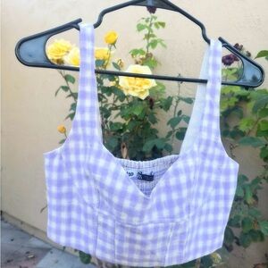 Zara Lavender Checkered Crop Top